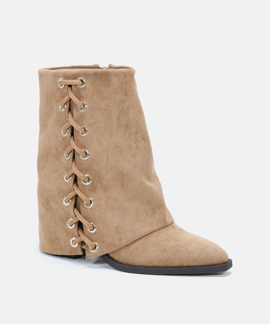 Botines cowboy tacón cordones image number null